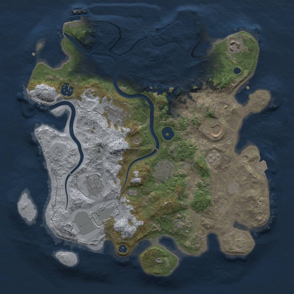 Rust Map: Procedural Map, Size: 3500, Seed: 623523177, 15 Monuments