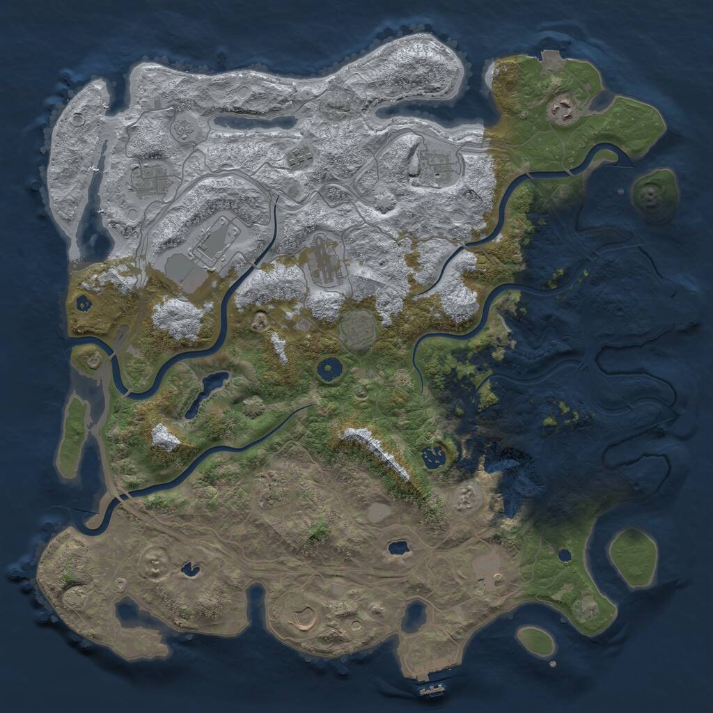 Rust Map: Procedural Map, Size: 4500, Seed: 2112077139, 17 Monuments