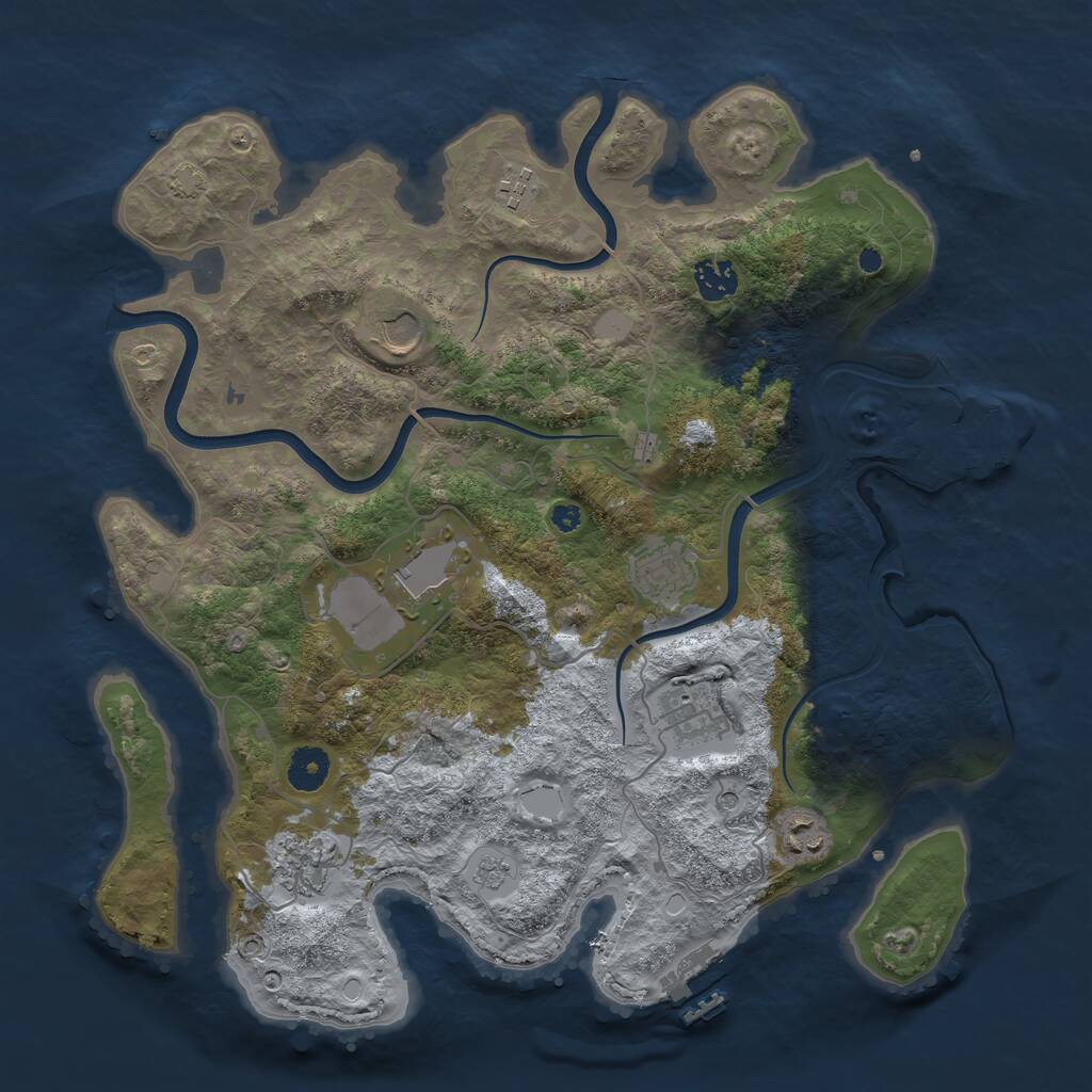 Rust Map: Procedural Map, Size: 3800, Seed: 114514, 14 Monuments