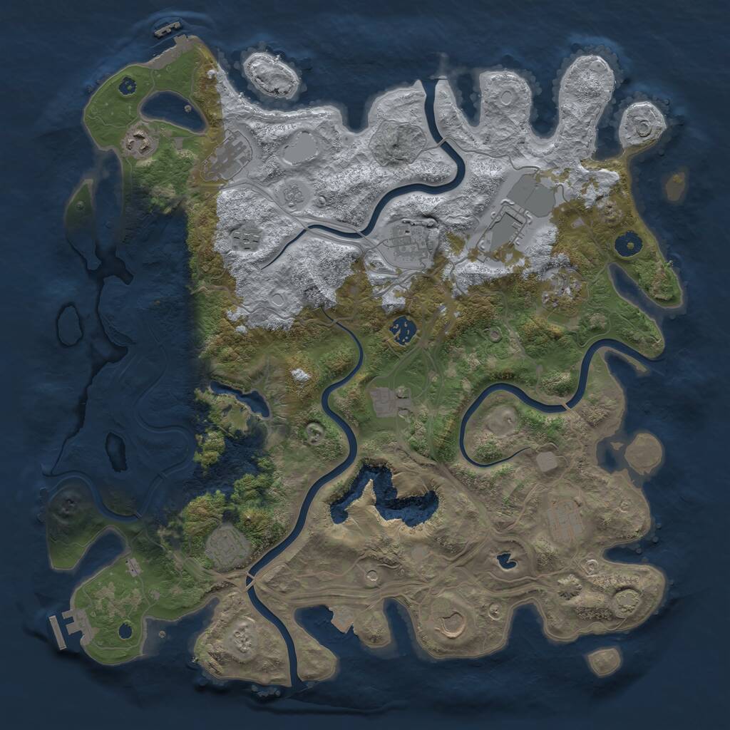Rust Map: Procedural Map, Size: 4250, Seed: 662662321, 17 Monuments