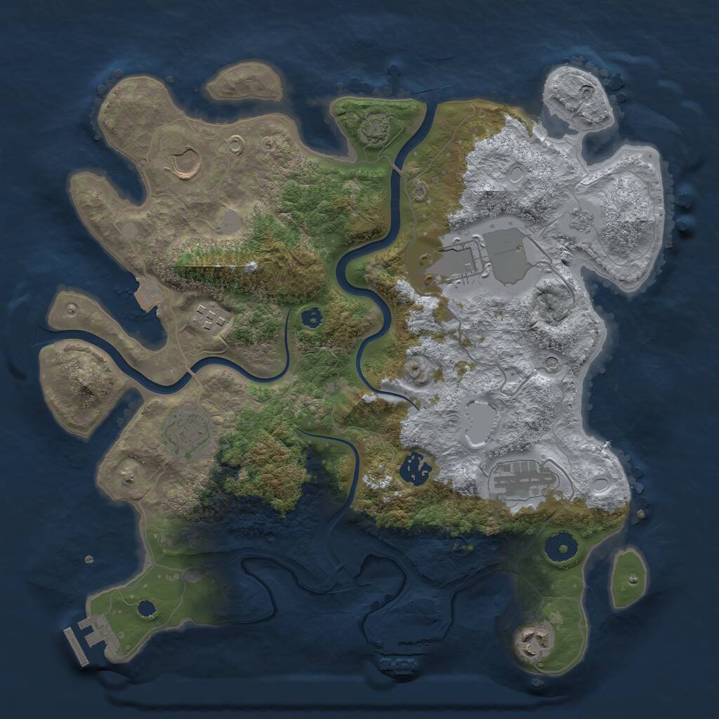 Rust Map: Procedural Map, Size: 3500, Seed: 845732, 13 Monuments