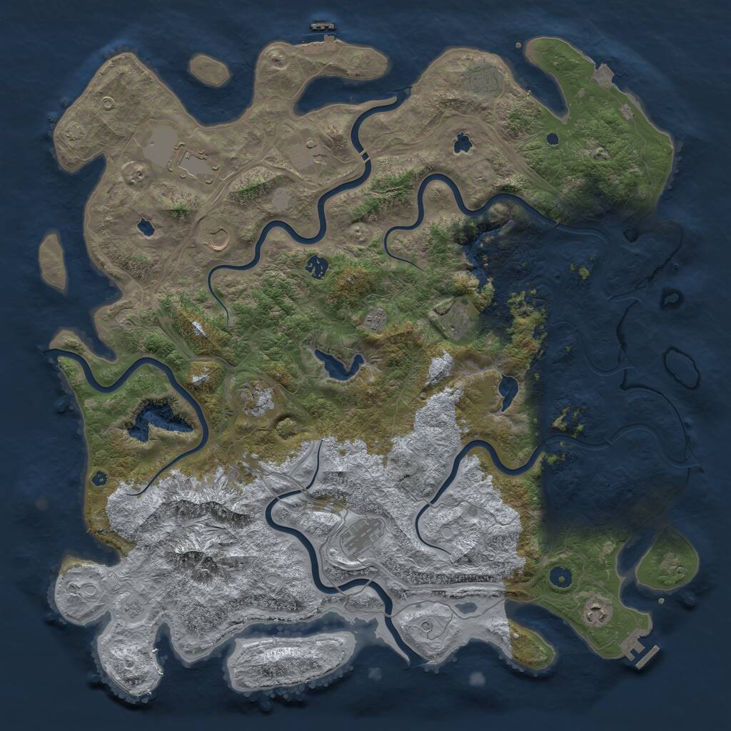 Rust Map: Procedural Map, Size: 5000, Seed: 5345, 16 Monuments