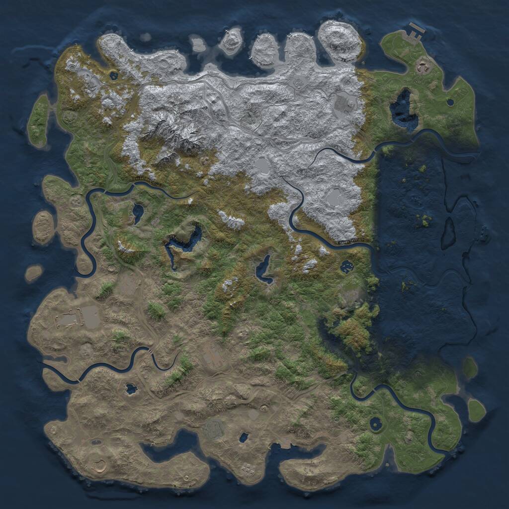 Rust Map: Procedural Map, Size: 6000, Seed: 1109532571, 17 Monuments