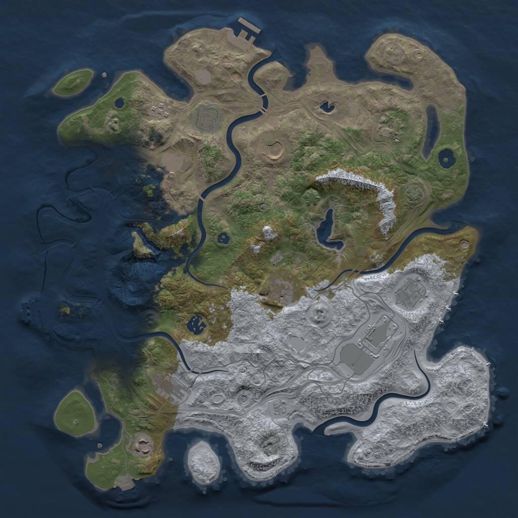 Rust Map: Procedural Map, Size: 4250, Seed: 725881739, 17 Monuments
