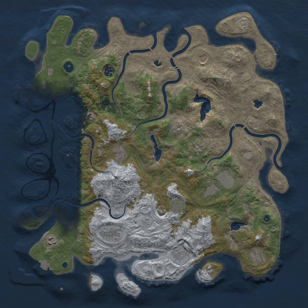 Rust Map: Procedural Map, Size: 4500, Seed: 747049047, 16 Monuments