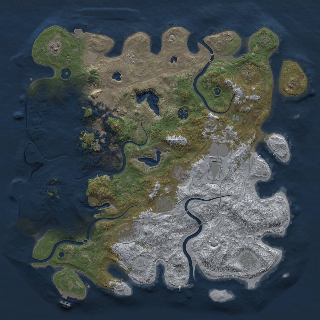 Rust Map: Procedural Map, Size: 4500, Seed: 2079838730, 16 Monuments