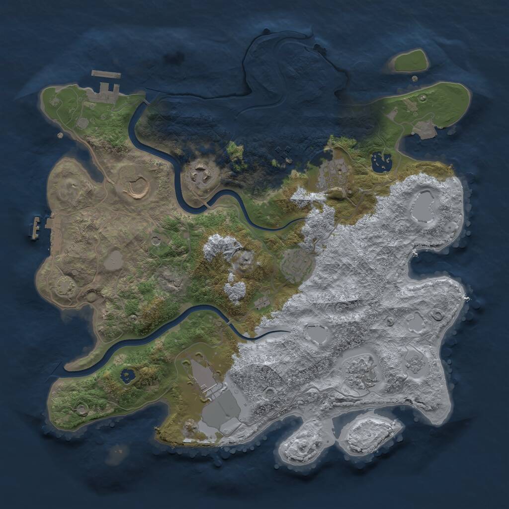 Rust Map: Procedural Map, Size: 3500, Seed: 11056667, 14 Monuments