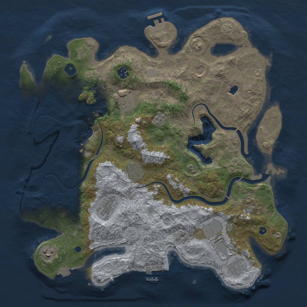 Rust Map: Procedural Map, Size: 4000, Seed: 491440093, 16 Monuments