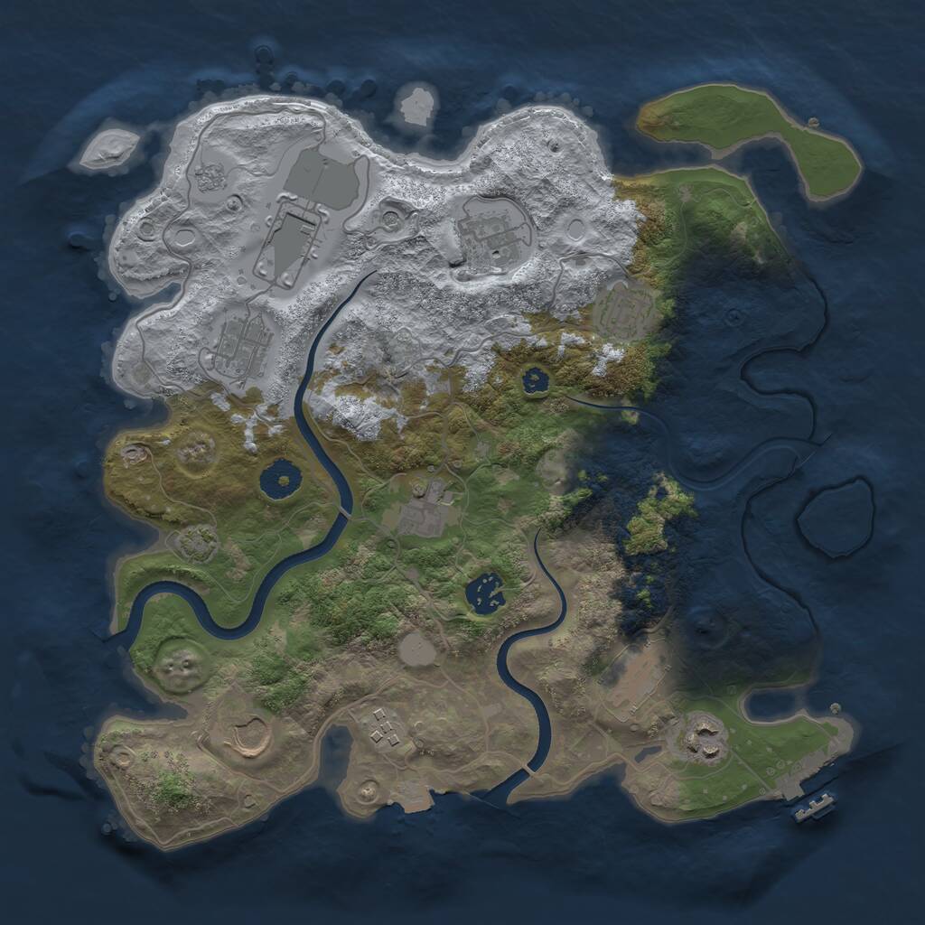 Rust Map: Procedural Map, Size: 3500, Seed: 247690, 15 Monuments