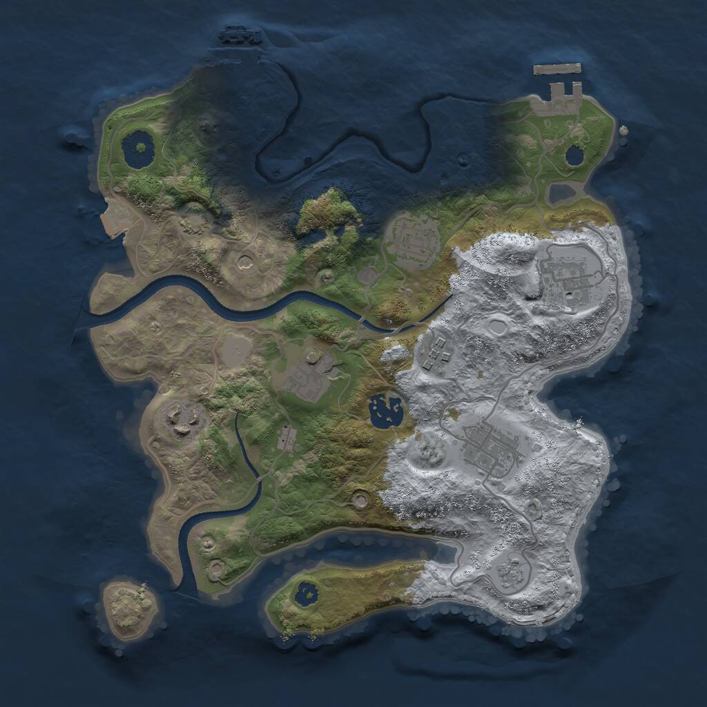 Rust Map: Procedural Map, Size: 3000, Seed: 53216, 13 Monuments