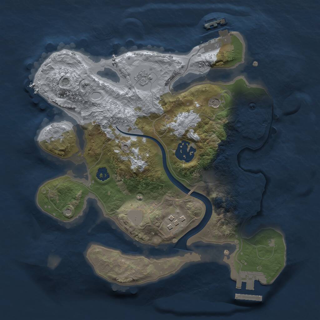 Rust Map: Procedural Map, Size: 2400, Seed: 744306403, 7 Monuments