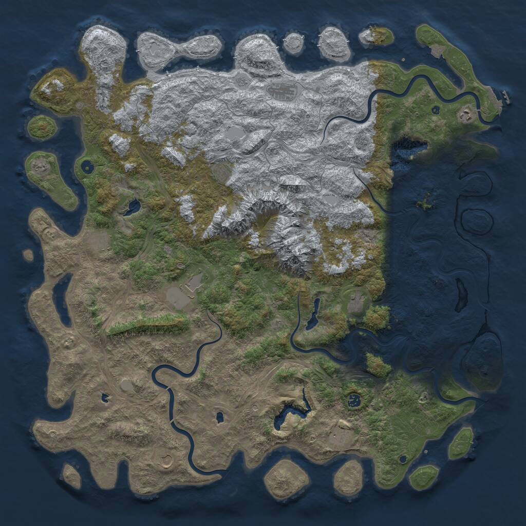 Rust Map: Procedural Map, Size: 6000, Seed: 1285353820, 16 Monuments