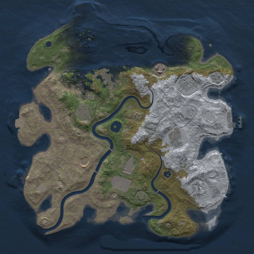 Rust Map: Procedural Map, Size: 3500, Seed: 1870775374, 15 Monuments