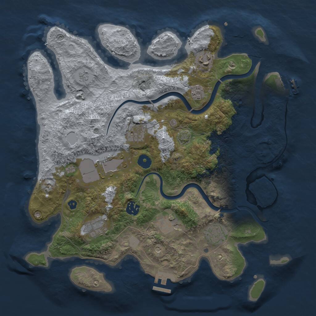 Rust Map: Procedural Map, Size: 3500, Seed: 1682276579, 14 Monuments
