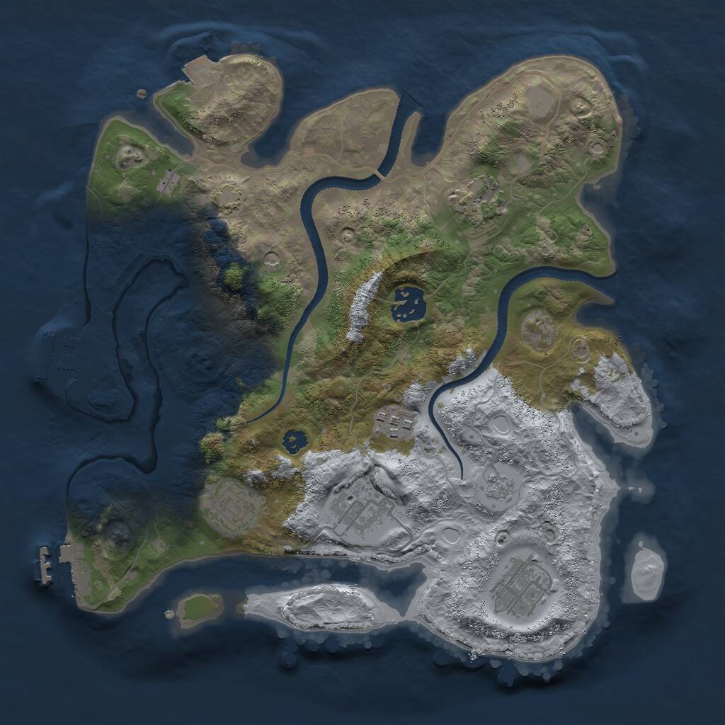 Rust Map: Procedural Map, Size: 3000, Seed: 2991, 12 Monuments