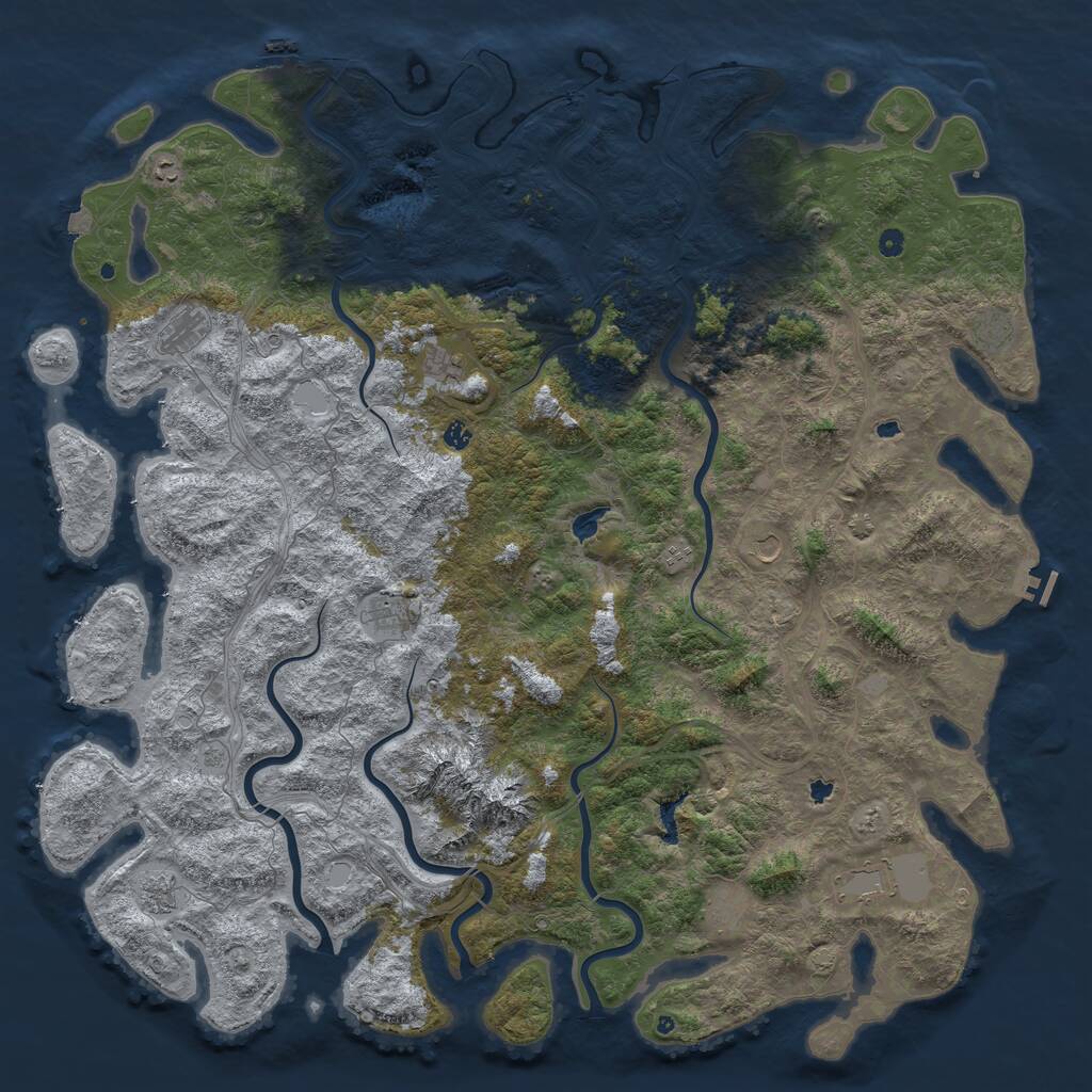Rust Map: Procedural Map, Size: 6000, Seed: 4597, 17 Monuments