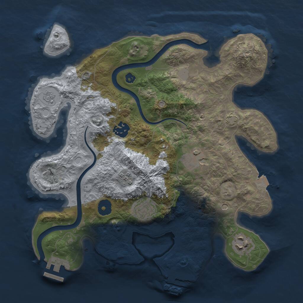 Rust Map: Procedural Map, Size: 3000, Seed: 2083549717, 11 Monuments