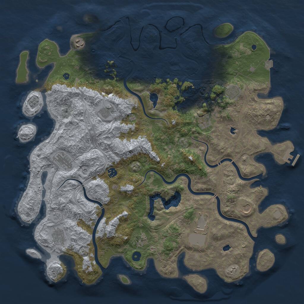 Rust Map: Procedural Map, Size: 4800, Seed: 2103044469, 16 Monuments