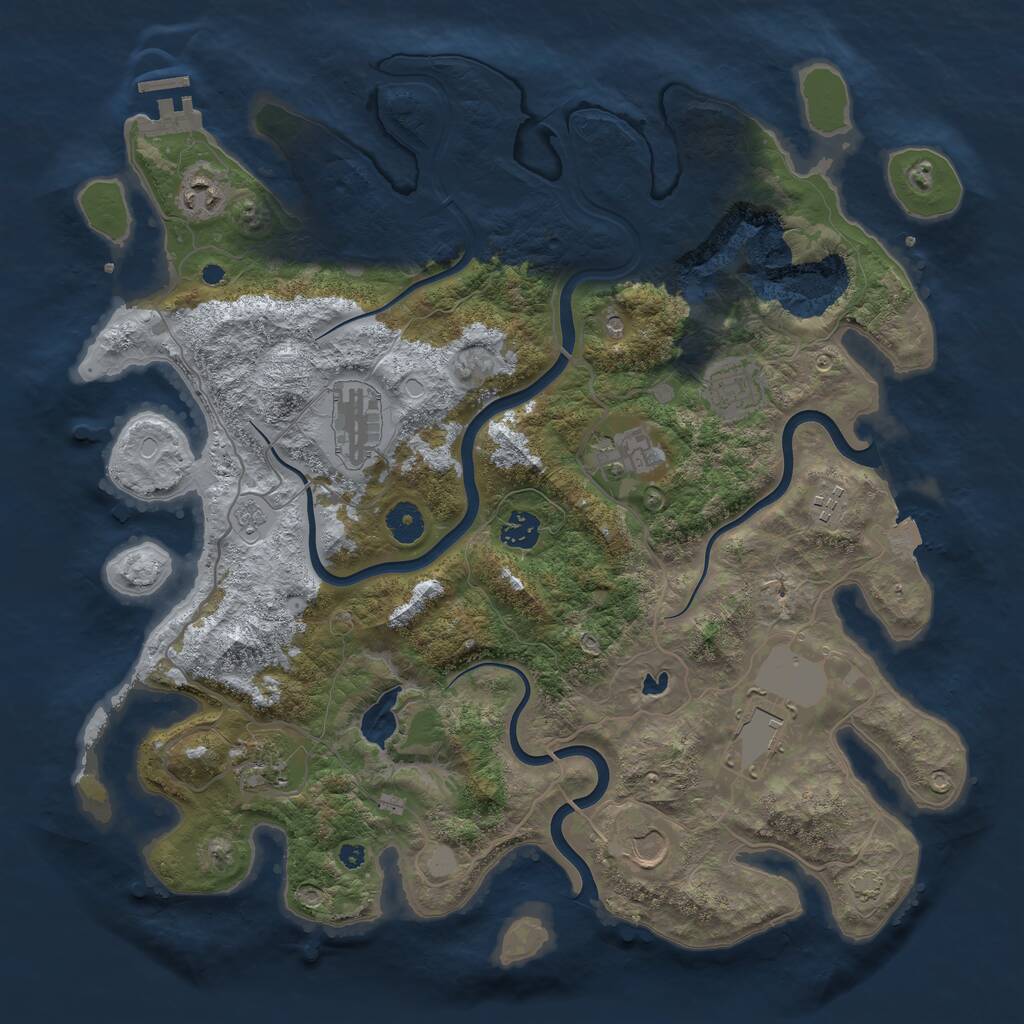 Rust Map: Procedural Map, Size: 4000, Seed: 1443006625, 14 Monuments