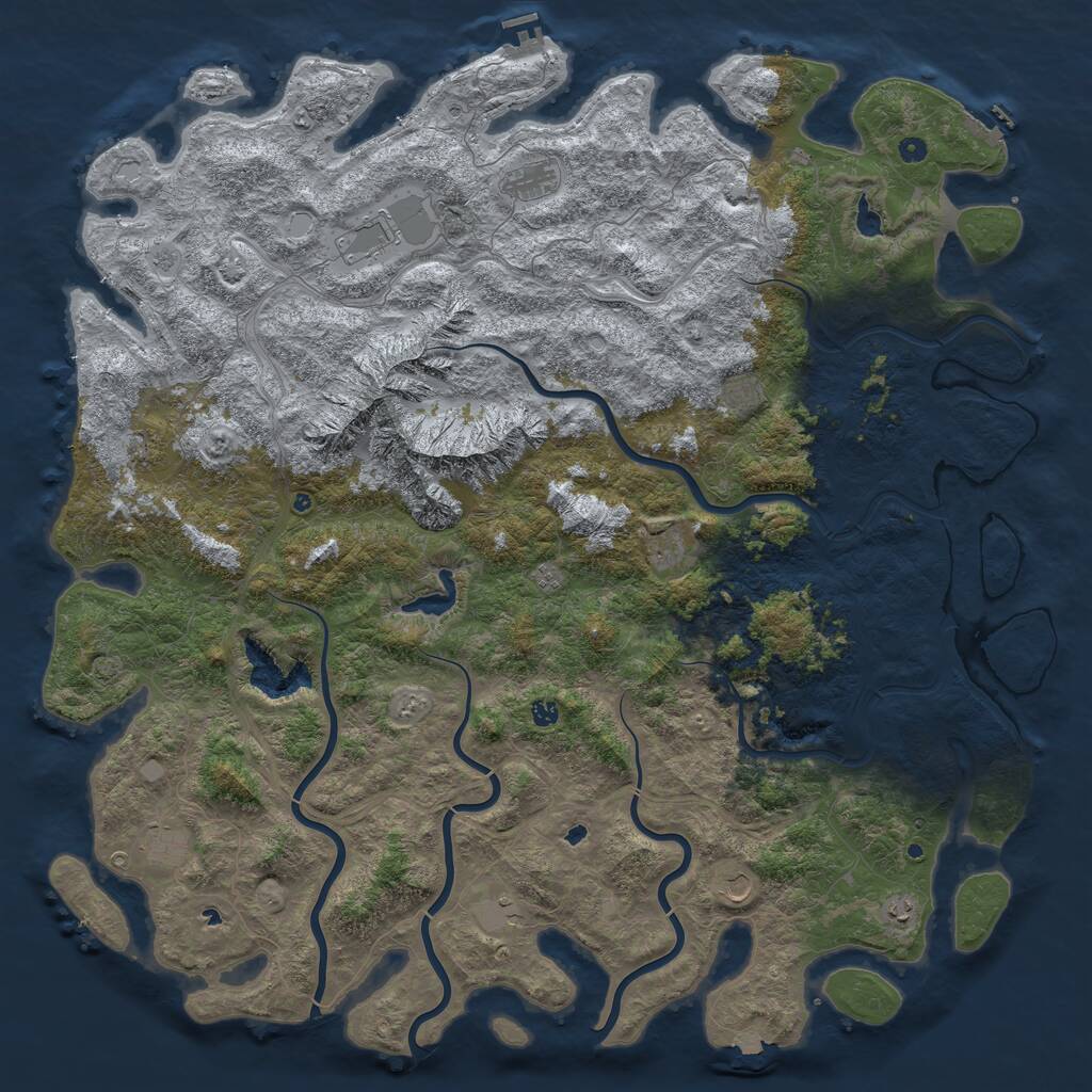Rust Map: Procedural Map, Size: 6000, Seed: 263425, 17 Monuments
