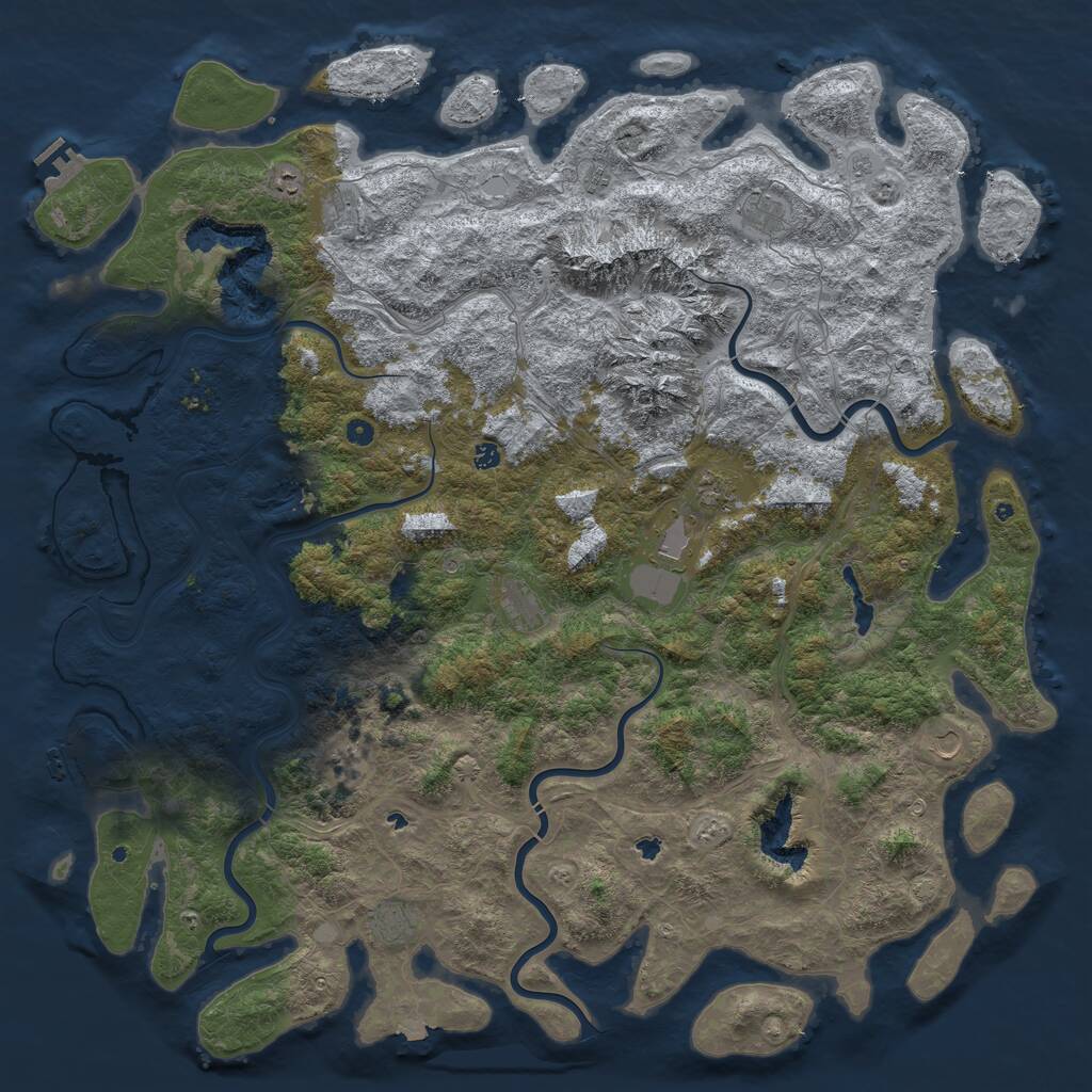 Rust Map: Procedural Map, Size: 6000, Seed: 223552, 17 Monuments