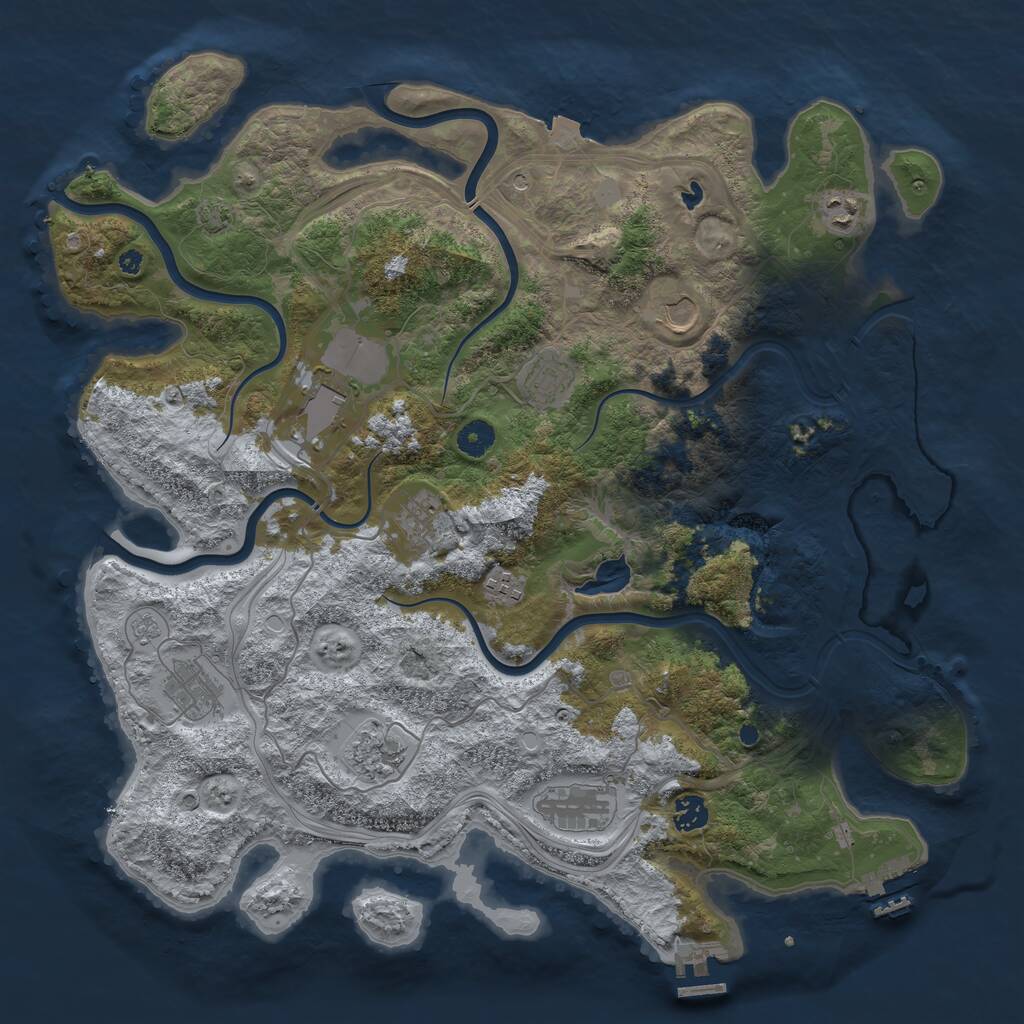 Rust Map: Procedural Map, Size: 4250, Seed: 1391596106, 16 Monuments