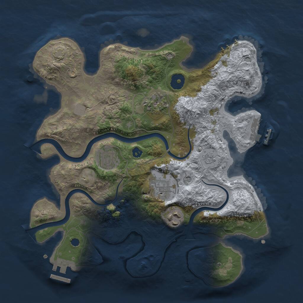 Rust Map: Procedural Map, Size: 3000, Seed: 69567, 10 Monuments