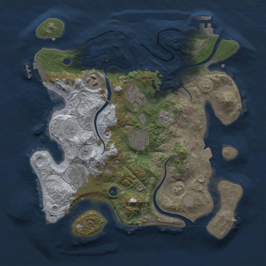 Rust Map: Procedural Map, Size: 3000, Seed: 7142020, 11 Monuments
