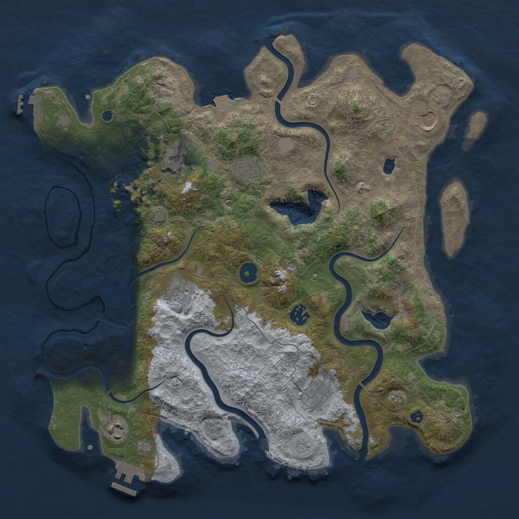 Rust Map: Procedural Map, Size: 4050, Seed: 1571118008, 14 Monuments