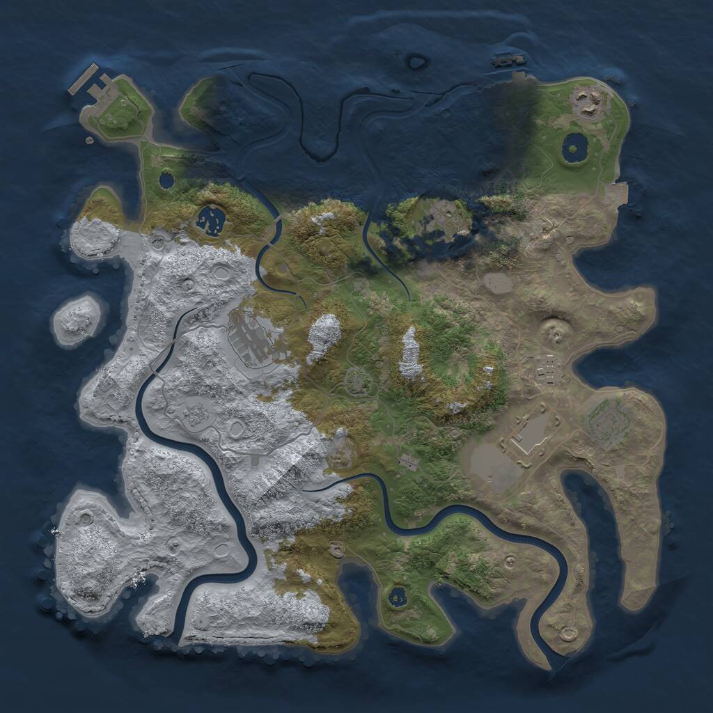 Rust Map: Procedural Map, Size: 3750, Seed: 392198969, 13 Monuments