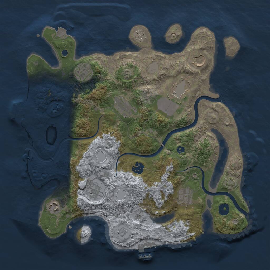 Rust Map: Procedural Map, Size: 3500, Seed: 346243, 15 Monuments