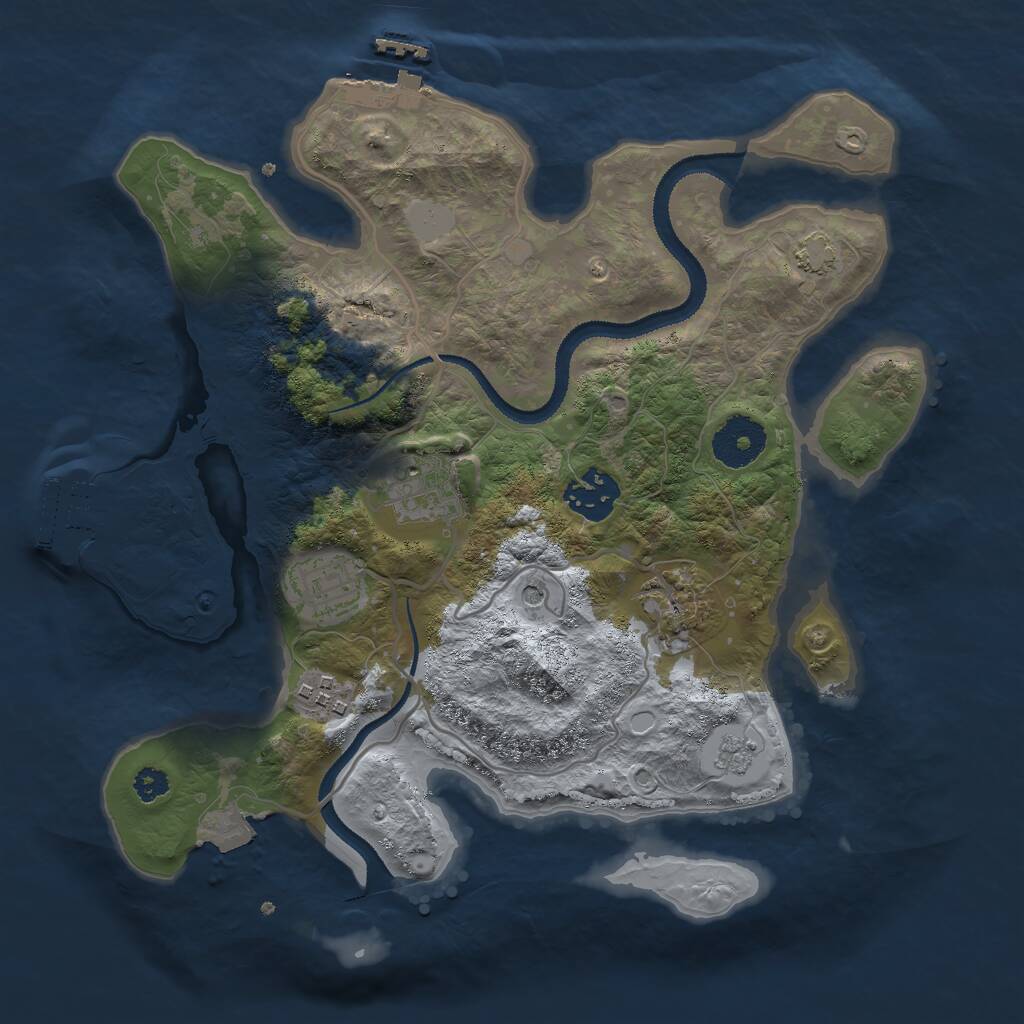 Rust Map: Procedural Map, Size: 3000, Seed: 37264, 11 Monuments