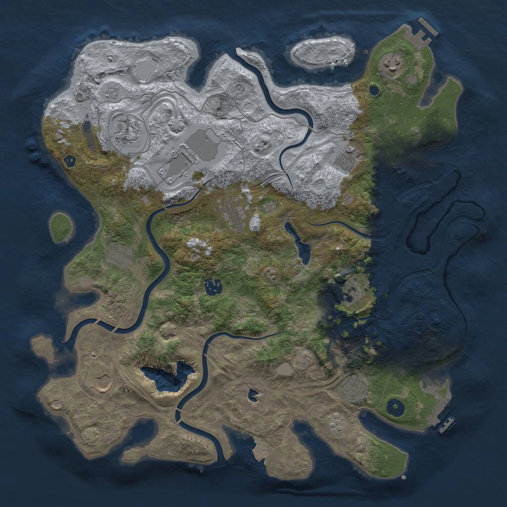 Rust Map: Procedural Map, Size: 4250, Seed: 1917552074, 17 Monuments