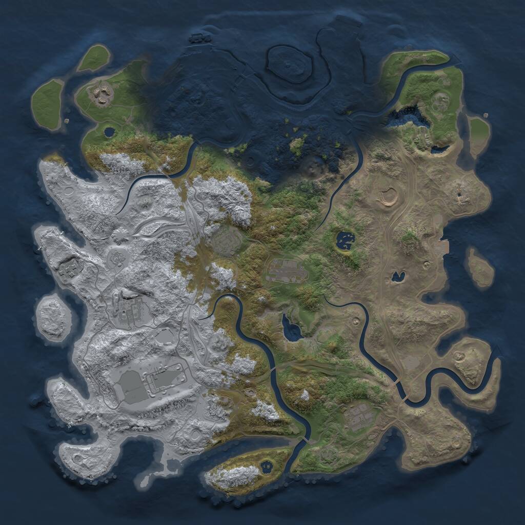 Rust Map: Procedural Map, Size: 4250, Seed: 206453144, 16 Monuments