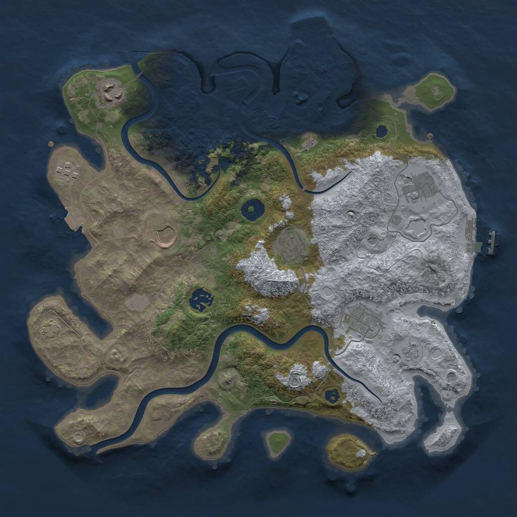 Rust Map: Procedural Map, Size: 3500, Seed: 374489908, 13 Monuments