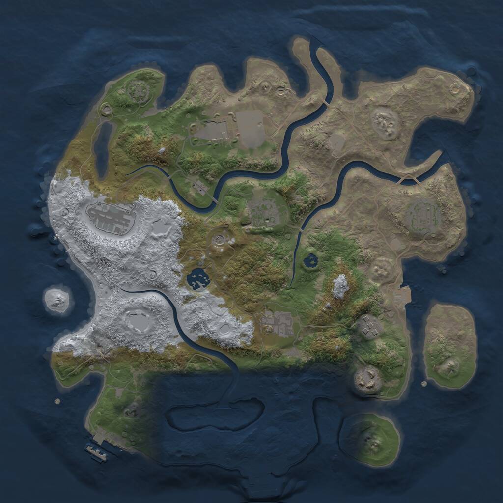 Rust Map: Procedural Map, Size: 3500, Seed: 756479085, 13 Monuments