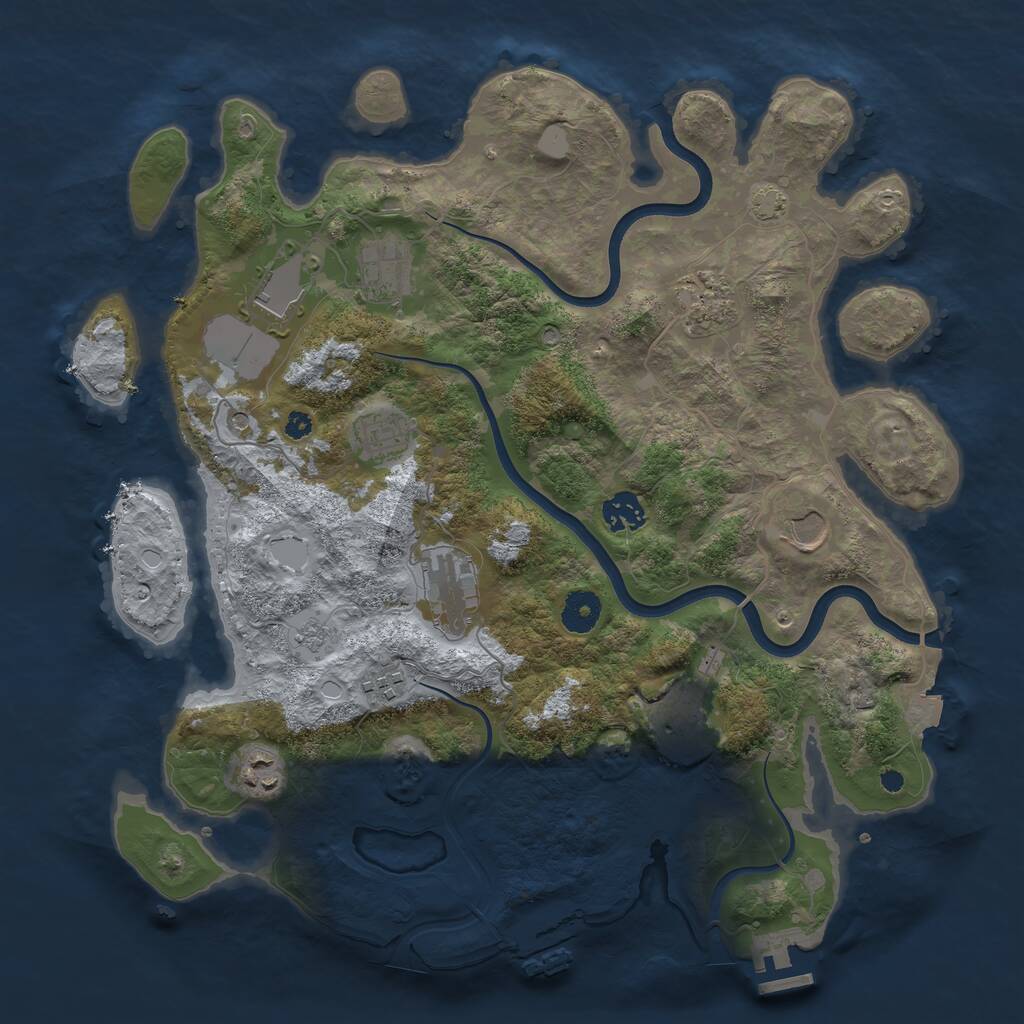 Rust Map: Procedural Map, Size: 3750, Seed: 98734, 16 Monuments