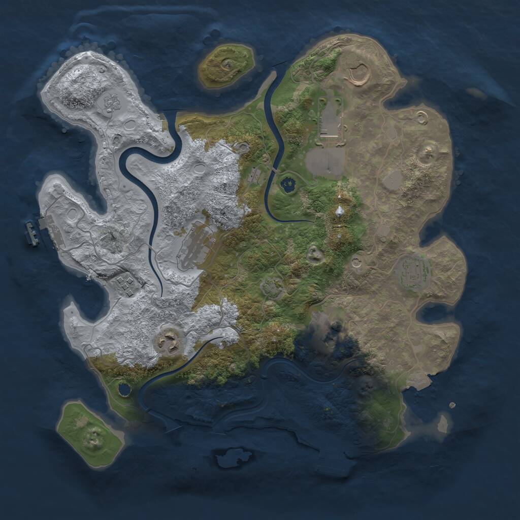 Rust Map: Procedural Map, Size: 3500, Seed: 69448, 13 Monuments