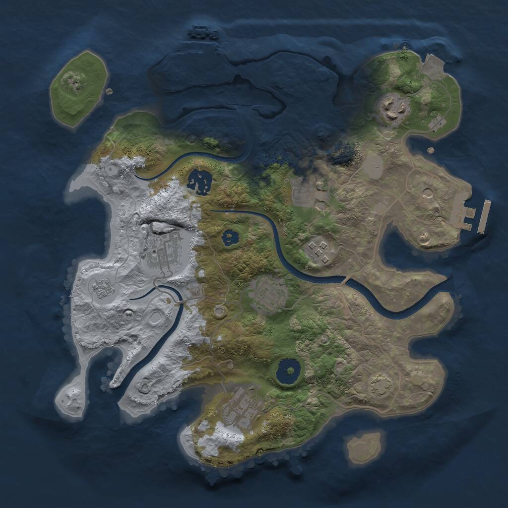 Rust Map: Procedural Map, Size: 3000, Seed: 903628416, 13 Monuments