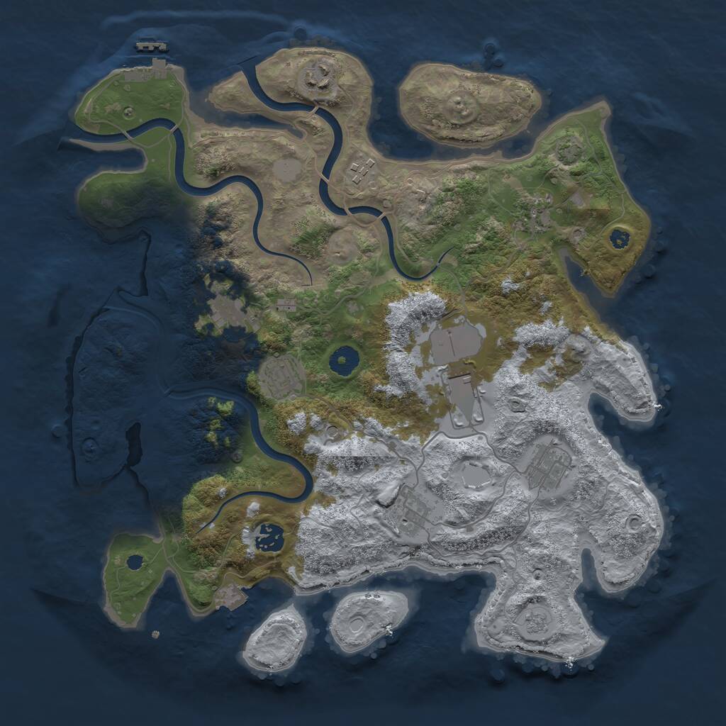 Rust Map: Procedural Map, Size: 3750, Seed: 204040039, 14 Monuments