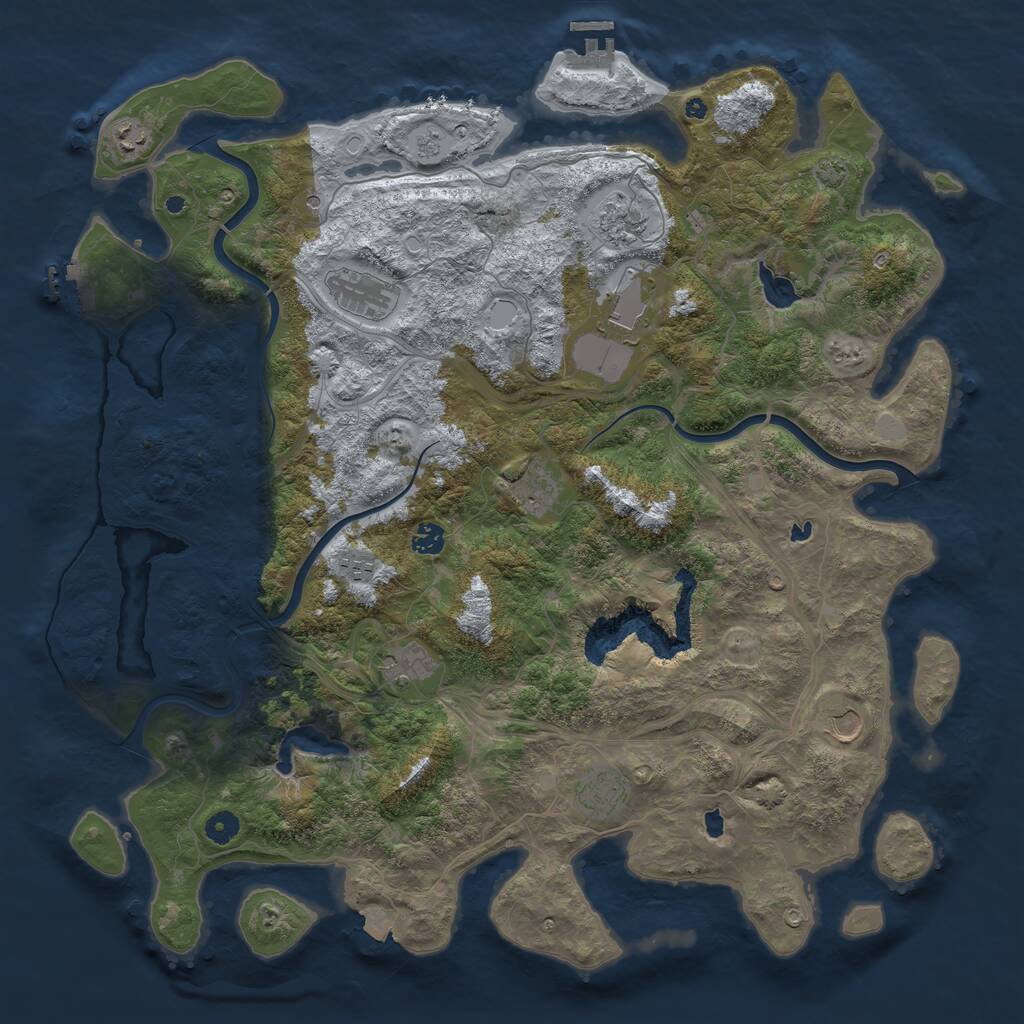 Rust Map: Procedural Map, Size: 4699, Seed: 123456789, 16 Monuments