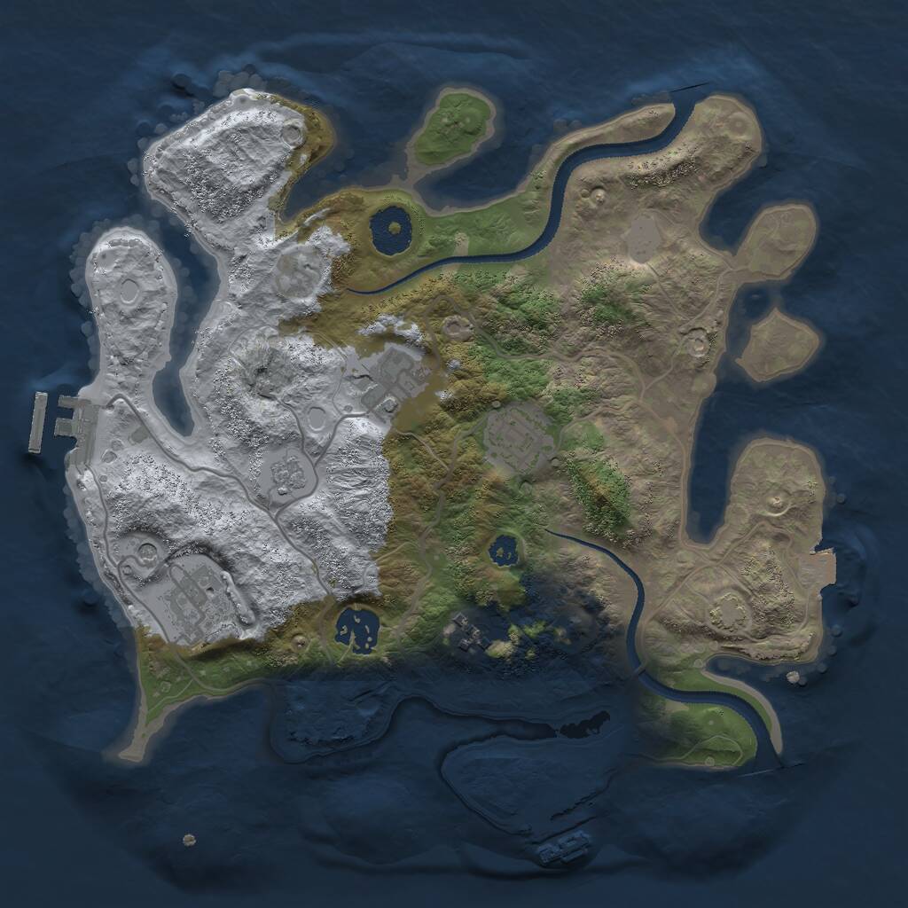 Rust Map: Procedural Map, Size: 3000, Seed: 1555185846, 11 Monuments