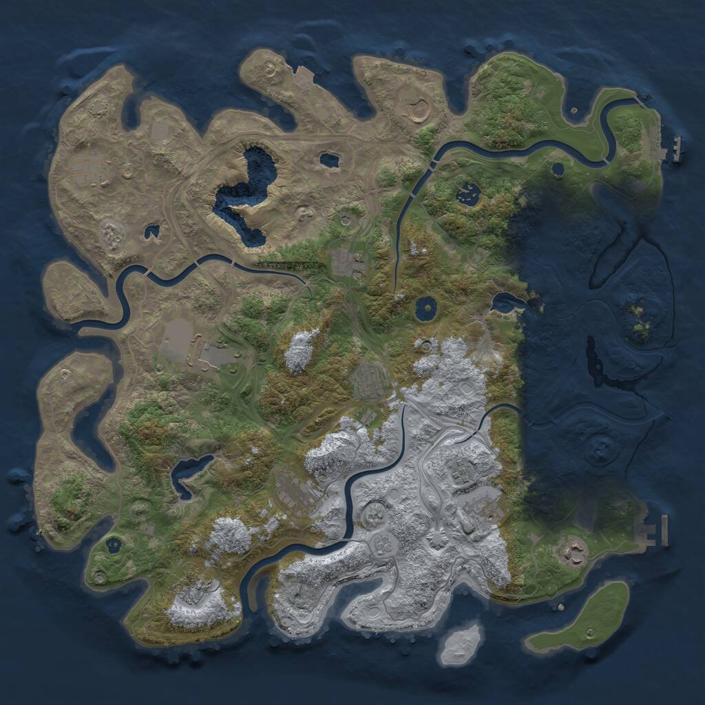Rust Map: Procedural Map, Size: 4500, Seed: 796814621, 17 Monuments