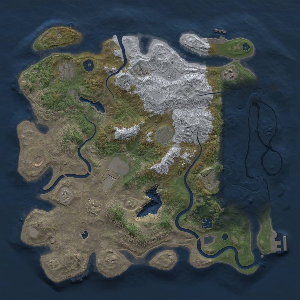 Rust Map: Procedural Map, Size: 4050, Seed: 1129158379, 15 Monuments