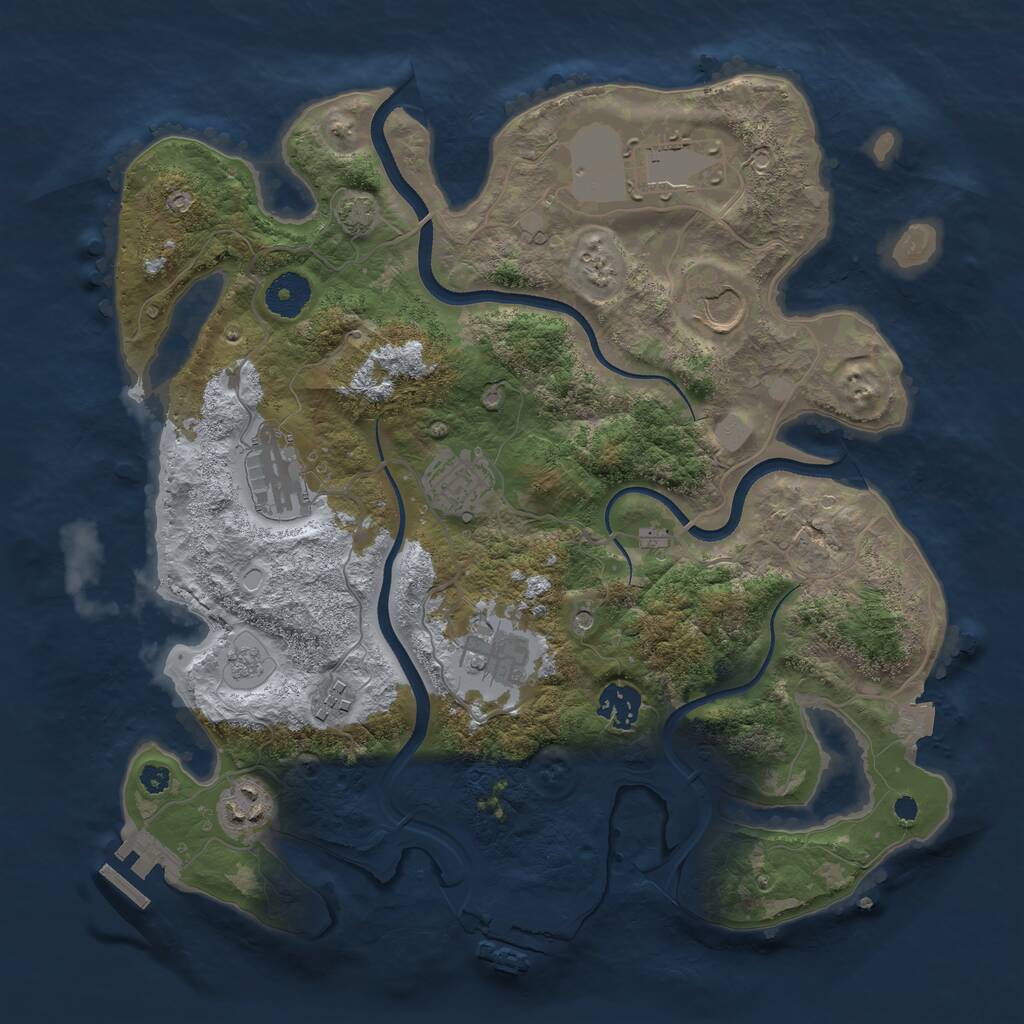 Rust Map: Procedural Map, Size: 3500, Seed: 655651, 14 Monuments