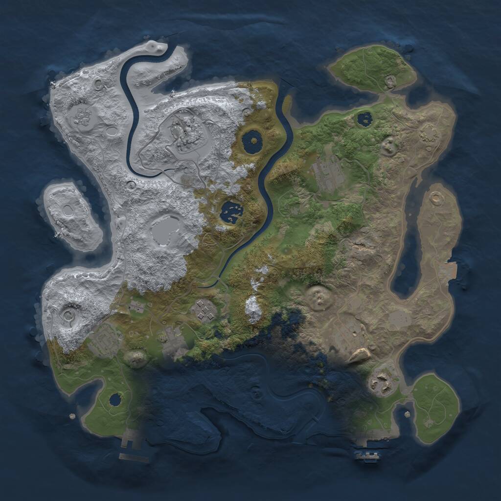 Rust Map: Procedural Map, Size: 3400, Seed: 999192636, 14 Monuments
