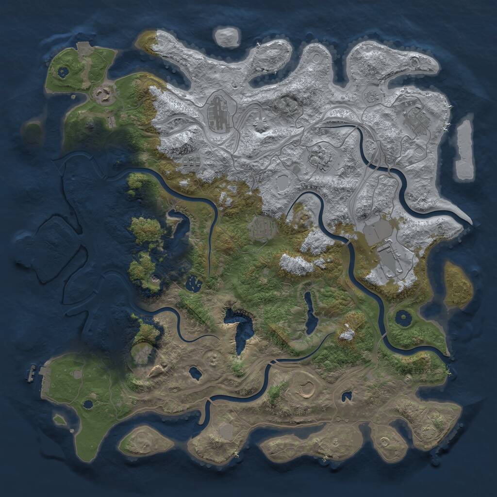 Rust Map: Procedural Map, Size: 4500, Seed: 927361853, 16 Monuments