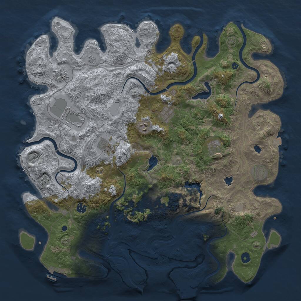 Rust Map: Procedural Map, Size: 4500, Seed: 490385537, 16 Monuments