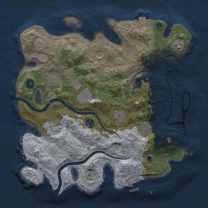 Thumbnail Rust Map: Procedural Map, Size: 3500, Seed: 25423, 15 Monuments