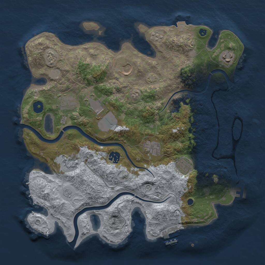 Rust Map: Procedural Map, Size: 3500, Seed: 25423, 15 Monuments